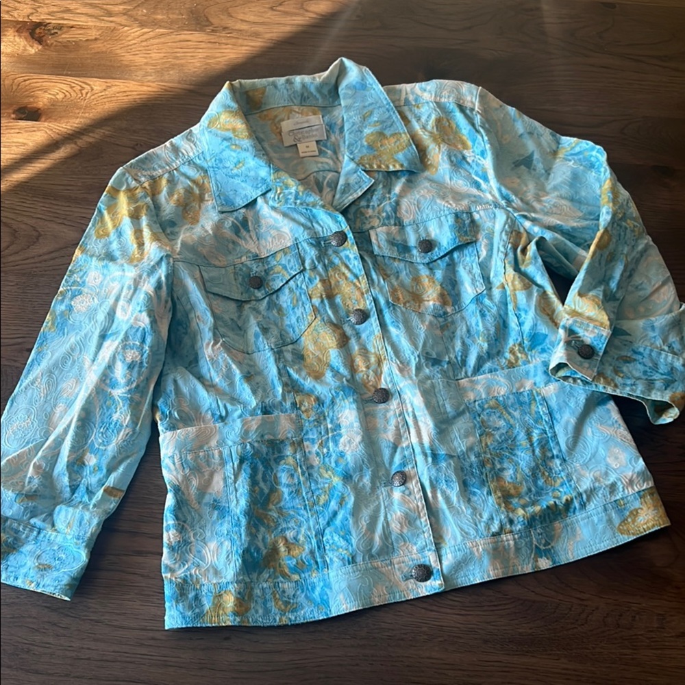 Christopher & Banks Button Up Stretch Medium 3/4 Sleeve